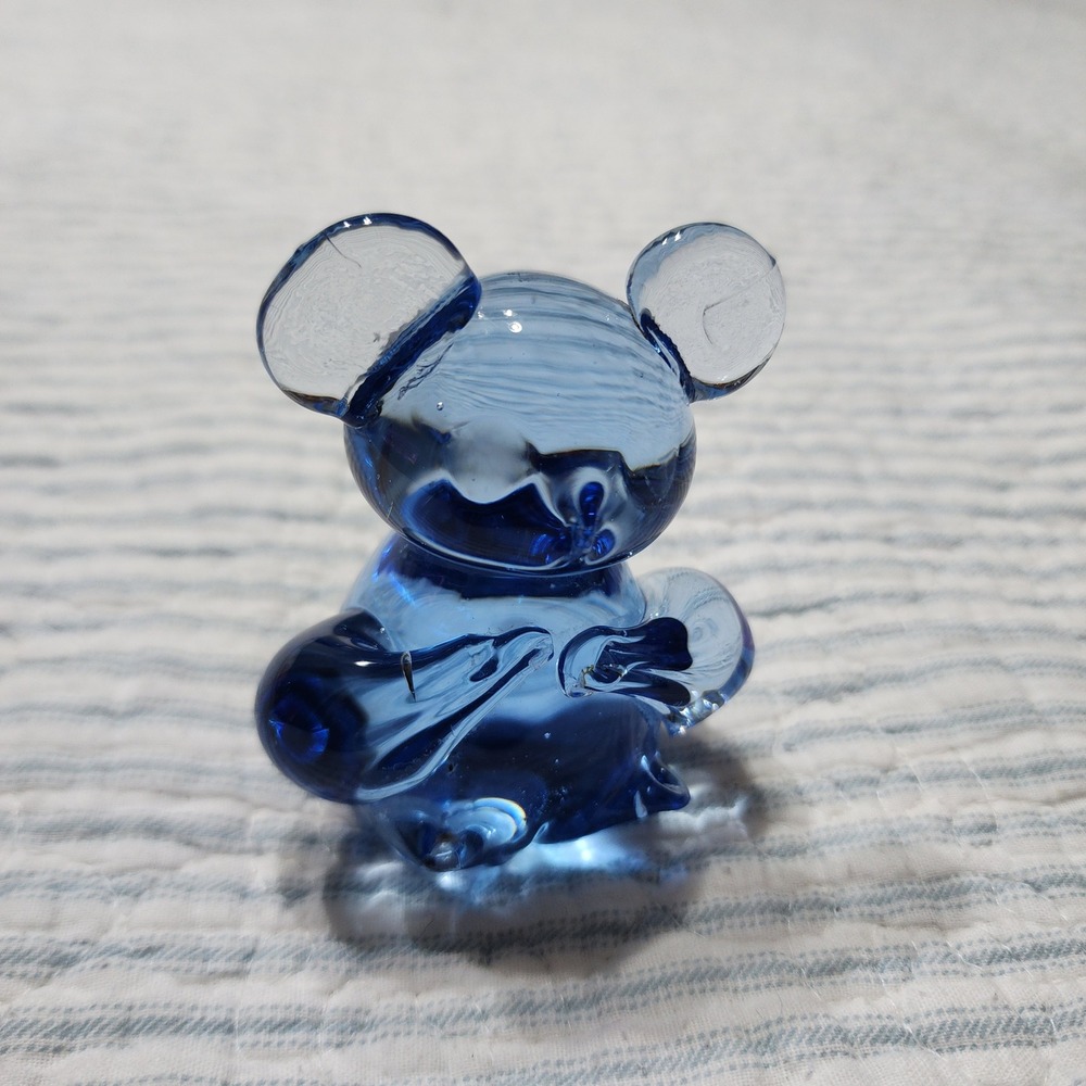 Vintage Blue Art Glass Koala Figurine Miniature Paperweight Animal Decor